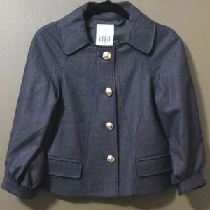 Tibi Grey Pinstripe Wool Short Coat Women's SIZE 4